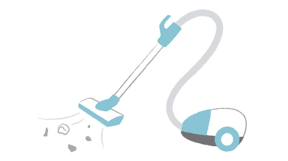 掃除機で床を掃除しているイラスト
