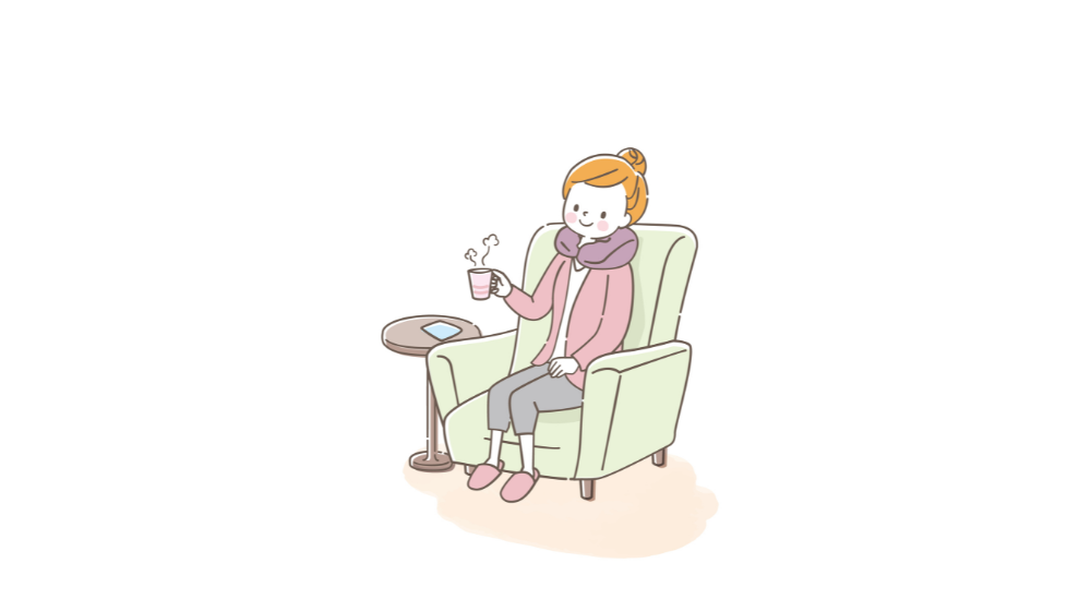 ママの私時間、リラックスしているイラスト
