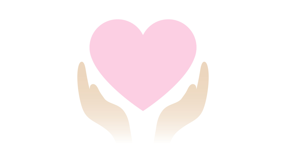 6歳差姉弟を育てる中で感じた愛情や気づきを象徴する、ハートを包み込む手のイラスト