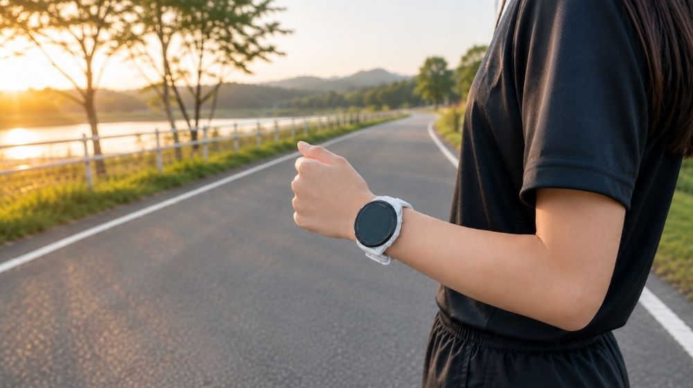 Garmin Forerunner 70を着けてランニングする中学生のイメージ